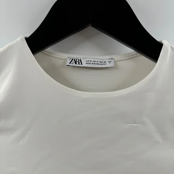Zara White Super Cropped Buttery Soft Top Size Small - Picture 4 of 5
